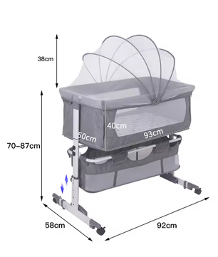 3-in-1 Babybedje – Wieg, Reisbed en Babynest met Klamboe en Opbergmand