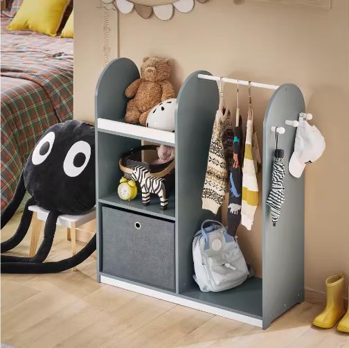 Kindergarderobe met 3 Haken en Stofdoos – Kinderkast en Kledingstandaard