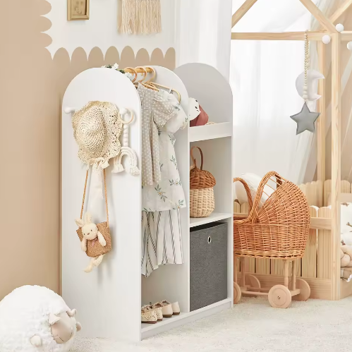 Kindergarderobe met 3 Haken en Stofdoos – Kinderkast en Kledingstandaard