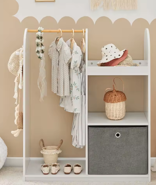 Kindergarderobe met 3 Haken en Stofdoos – Kinderkast en Kledingstandaard