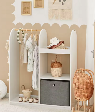 Kindergarderobe met 3 Haken en Stofdoos – Kinderkast en Kledingstandaard