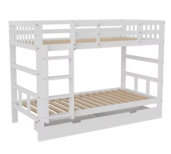 Kinderstapelbed 90x200 cm – 2 Opberglades, Converteerbaar naar Twee Eenpersoonsbedden