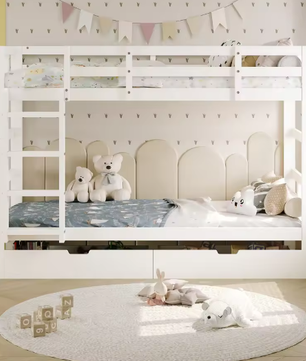 Kinderstapelbed 90x200 cm – 2 Opberglades, Converteerbaar naar Twee Eenpersoonsbedden