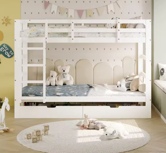 Kinderstapelbed 90x200 cm – 2 Opberglades, Converteerbaar naar Twee Eenpersoonsbedden