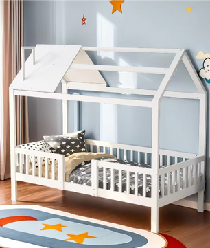 Kinderbed Huisbed 90x200 cm met Lade en Schoolbord