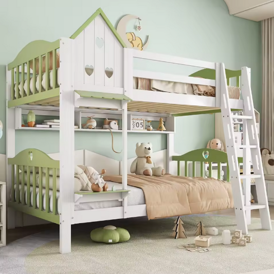 Vloerbed Kinderbed met Dak en Valbescherming 90x200 cm