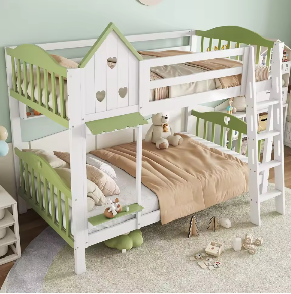 Vloerbed Kinderbed met Dak en Valbescherming 90x200 cm