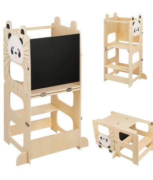 Leertoren voor Kinderen met Schoolbord – Montessori 3-in-1