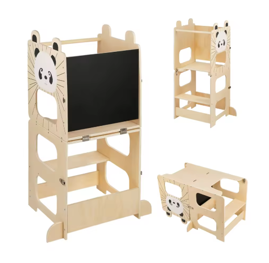 Leertoren voor Kinderen met Schoolbord – Montessori 3-in-1
