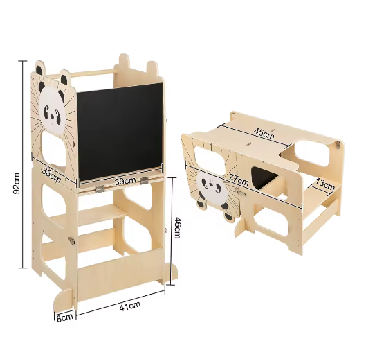 Leertoren voor Kinderen met Schoolbord – Montessori 3-in-1