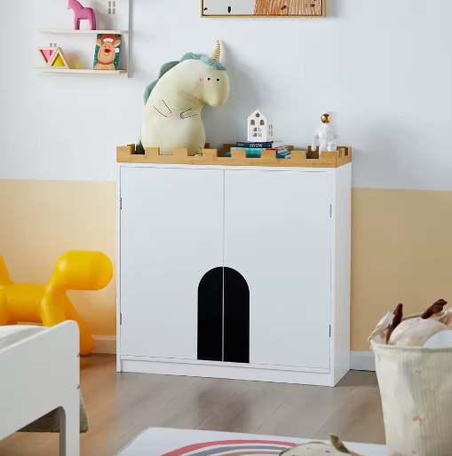 Kinder Opbergkast met Deuren en Planken – Speels Ontwerp