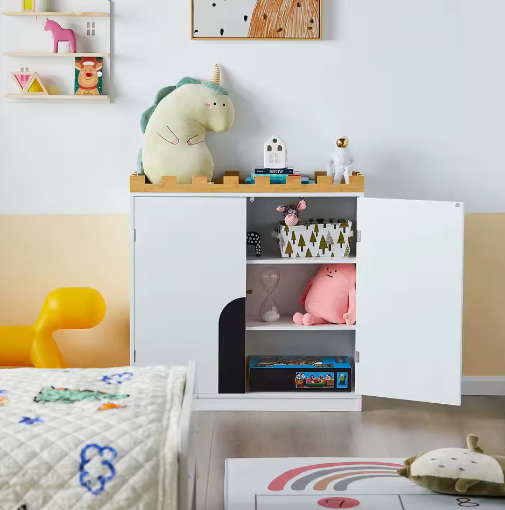 Kinder Opbergkast met Deuren en Planken – Speels Ontwerp