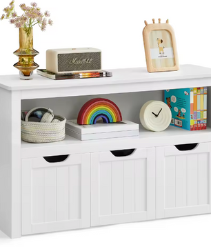 Kinder Opbergkast met Wielen en Uitneembare Opbergboxen