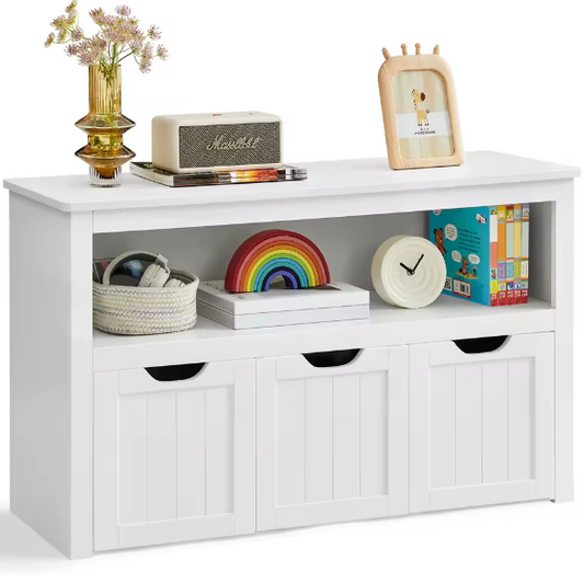 Kinder Opbergkast met Wielen en Uitneembare Opbergboxen