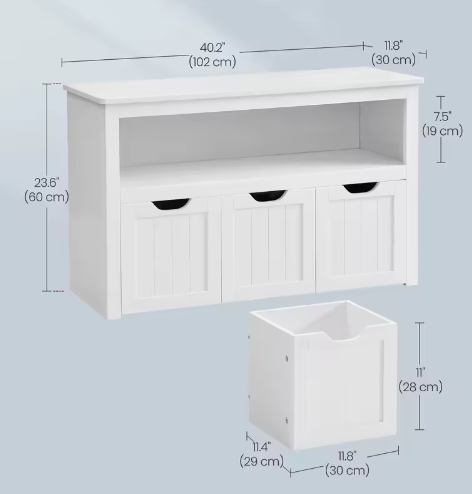 Kinder Opbergkast met Wielen en Uitneembare Opbergboxen