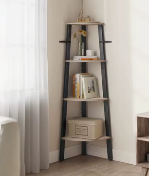 Hoekplank met 4 Niveaus en Stalen Frame – 125 cm Hoog