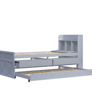 Eenpersoons Kinderbed 90×190 cm met Uittrekbed, Lades en USB