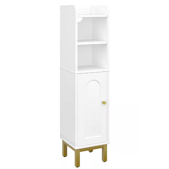 Smalle Badkameropbergkast Hoekmodel met Deur en Planken – Ruimtebesparende Toiletkast voor Kleine Ruimtes