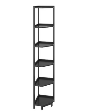 Hoekboekenkast met 6 Planken en Metalen Frame – Staande Hoekplank voor Woonkamer en Kantoor