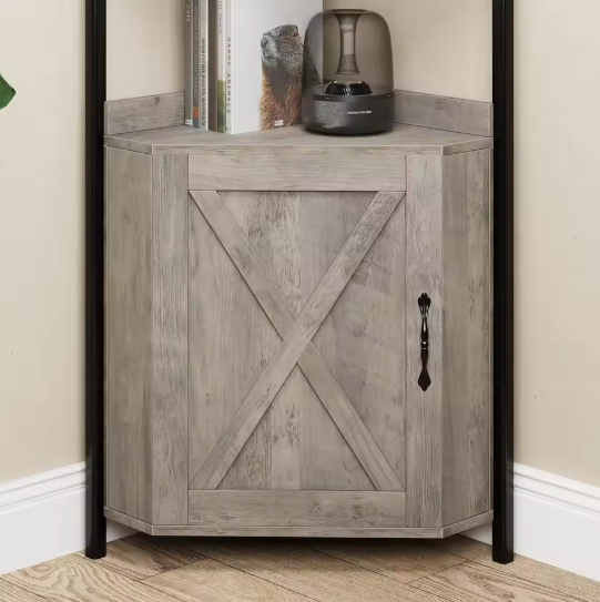 Hoekkast met Deur en 5 Planken – Vrijstaande Boerderij Hoekboekenkast met Opbergruimte