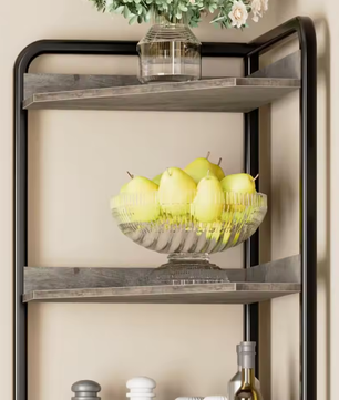 Grijze Hoekkast met Deur en 5 Planken – Vrijstaande Hoekboekenkast in Boerderijstijl