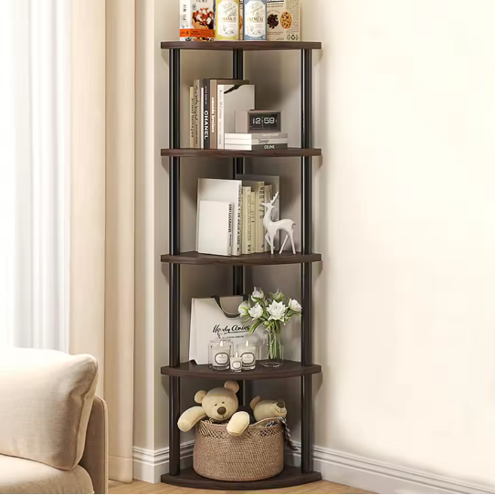 Hoek Opbergrek met 5 of 6 Niveaus – Staande Plant- en Boekenplank