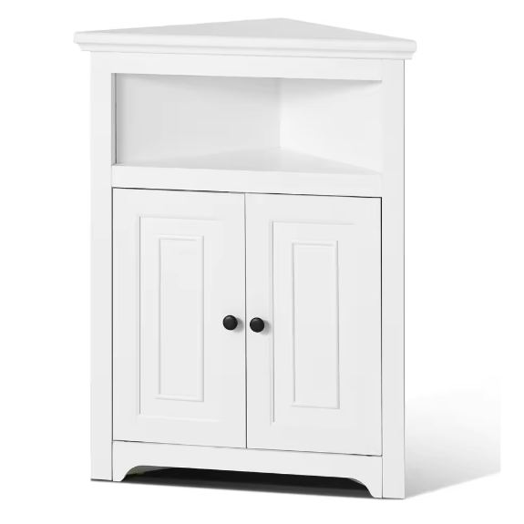 Hoge Hoekopbergkast met Planken en Deuren – Vrijstaande Hoekkast