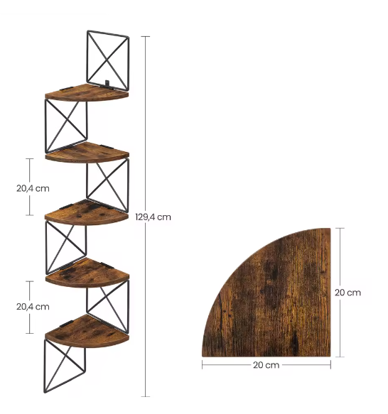 Wand Hoekplank met 5 Niveaus – Zigzag Design Boekenkast