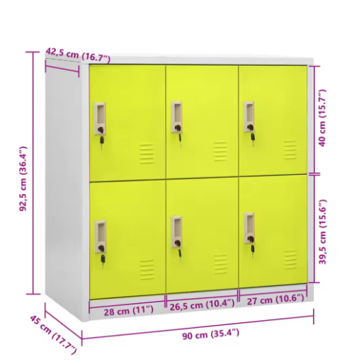Metalen Opbergkast met 6 Kluisjes en Slot – Modern Design