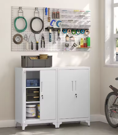 Metalen Opbergkast met 2 Deuren en Verstelbare Planken voor Kantoor en Thuis