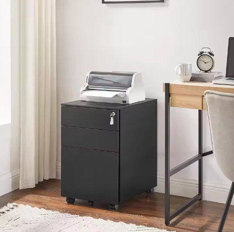 Bureau Rolcontainer – 3 Laden Met Slot, Stalen Kantoorkast Op Wielen, Voorgemonteerd