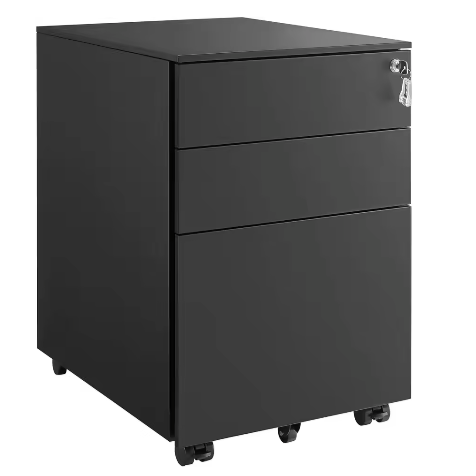 Bureau Rolcontainer – 3 Laden Met Slot, Stalen Kantoorkast Op Wielen, Voorgemonteerd