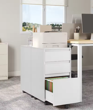 Mobiele Kantoorarchiefkast – 3 Laden Rollende Bureauopberger met Printerstandaard