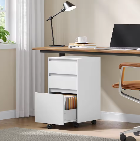 Mobiele Kantoorarchiefkast – 3 Laden Rollende Bureauopberger met Printerstandaard