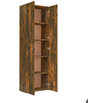 Kamerkast met Deuren – 5-Compartimenten Opberger voor Thuiskantoor, Gerookt Eiken, 60x32x190 cm