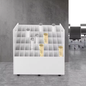 50-slot Roll File Organizer – Mobiele Bestandswagen met 6 Wielen, Zwart/Wit PVC