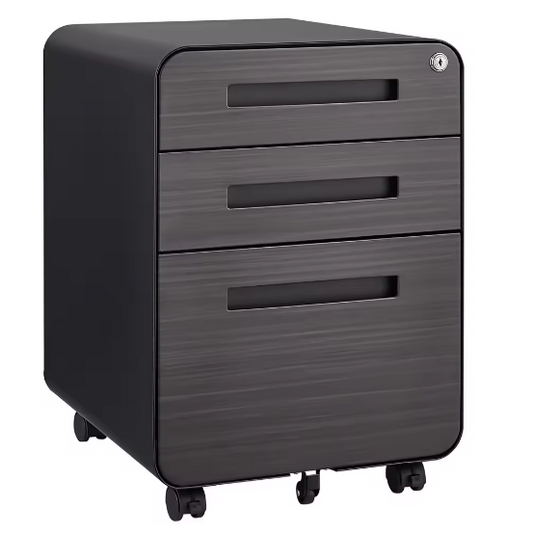 Mobiele archiefkast met 3 laden – Afsluitbaar, anti-kantel ontwerp, geschikt voor A4/Letter/Legal, onder bureau