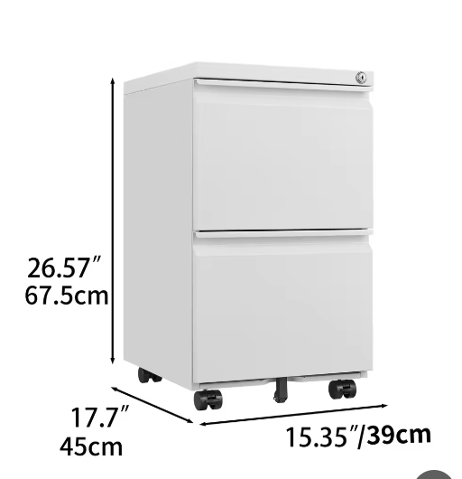Metalen mobiele archiefkast met 2 lades – Afsluitbaar, onder bureau, kantoor