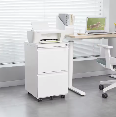 Metalen mobiele archiefkast met 2 lades – Afsluitbaar, onder bureau, kantoor