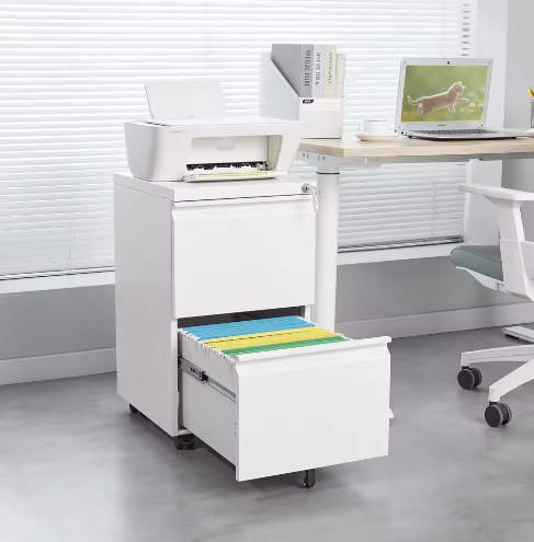 Metalen mobiele archiefkast met 2 lades – Afsluitbaar, onder bureau, kantoor