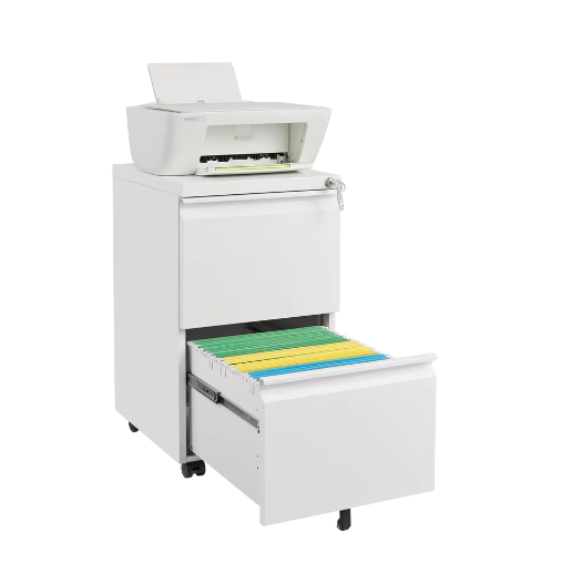 Metalen mobiele archiefkast met 2 lades – Afsluitbaar, onder bureau, kantoor