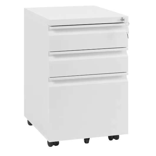 Verrijdbare metalen archiefkast met 3 laden – Afsluitbaar, mobiel, voor kantoor en thuiskantoor