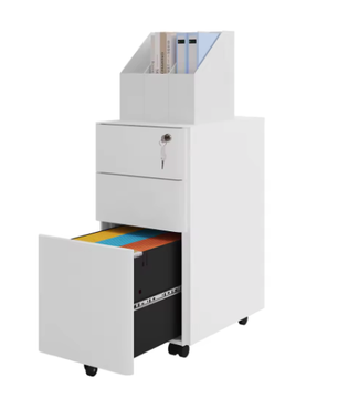 Afsluitbare verrijdbare archiefkast met 3 laden – Mobiele kantoorcontainer met wielen