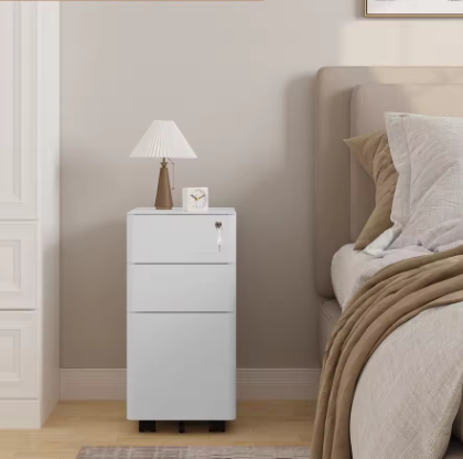 Afsluitbare verrijdbare archiefkast met 3 laden – Mobiele kantoorcontainer met wielen