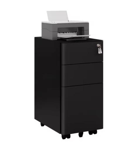 Afsluitbare verrijdbare archiefkast met 3 laden – Mobiele kantoorcontainer met wielen