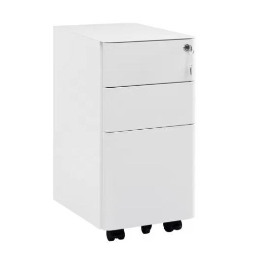 Afsluitbare verrijdbare archiefkast met 3 laden – Mobiele kantoorcontainer met wielen