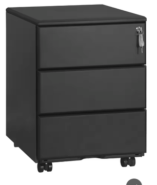 Metalen Mobiele Kantoorkast met 3 Laden – Afsluitbare Archiefkast op Wielen, Voorgemonteerd