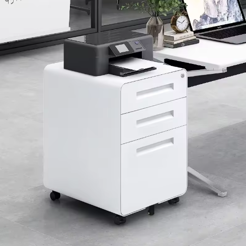 Mobiele Archiefkast met 3 Laden – Afsluitbare Metalen Kantoorkast voor A4 en Letter Documenten