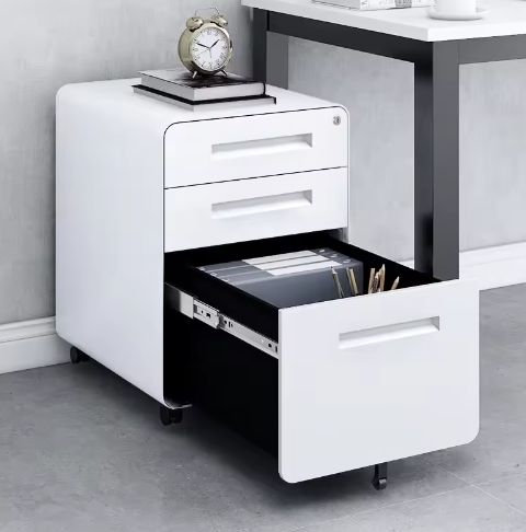 Mobiele Archiefkast met 3 Laden – Afsluitbare Metalen Kantoorkast voor A4 en Letter Documenten