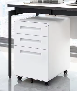 Mobiele Archiefkast met 3 Laden – Afsluitbare Metalen Kantoorkast voor A4 en Letter Documenten